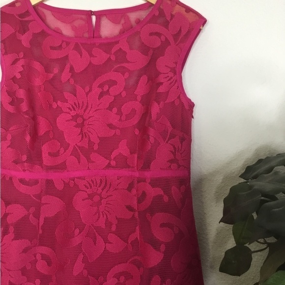 Laundry Pink Mesh Floral Pattern Sheath Dress - Picture 2 of 8